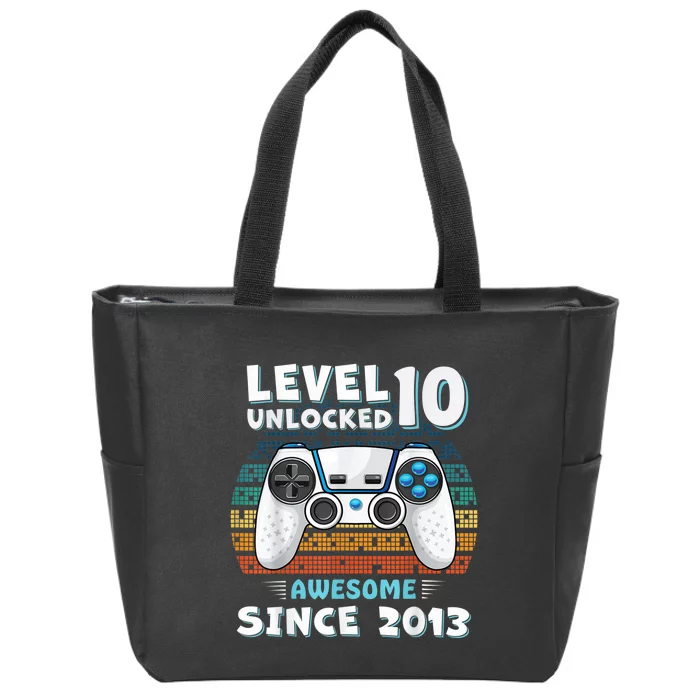 Ten 10yr BDay Son Boy Funny Gamer 10th 10 Year Old Birthday Zip Tote Bag