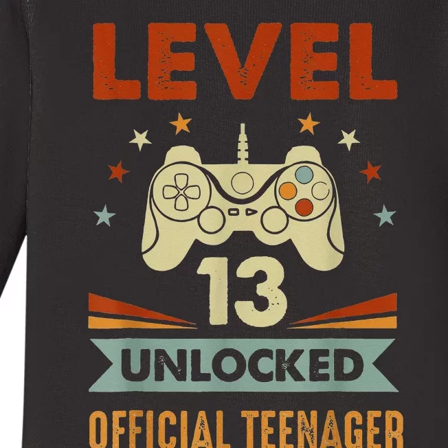 Teenager 13th Birthday Level 13 Unlocked Baby Long Sleeve Bodysuit