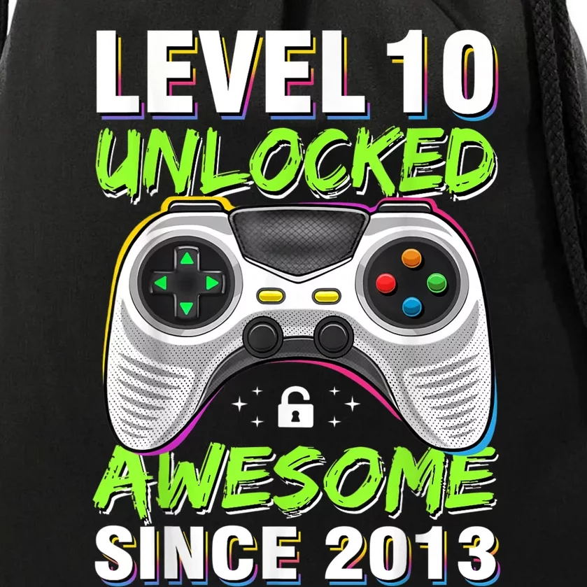 Ten 10yr BDay Son Boy Funny Gamer 10th 10 Year Old Birthday Drawstring Bag