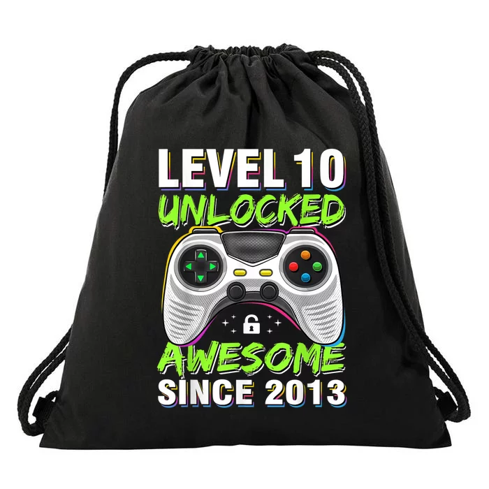 Ten 10yr BDay Son Boy Funny Gamer 10th 10 Year Old Birthday Drawstring Bag