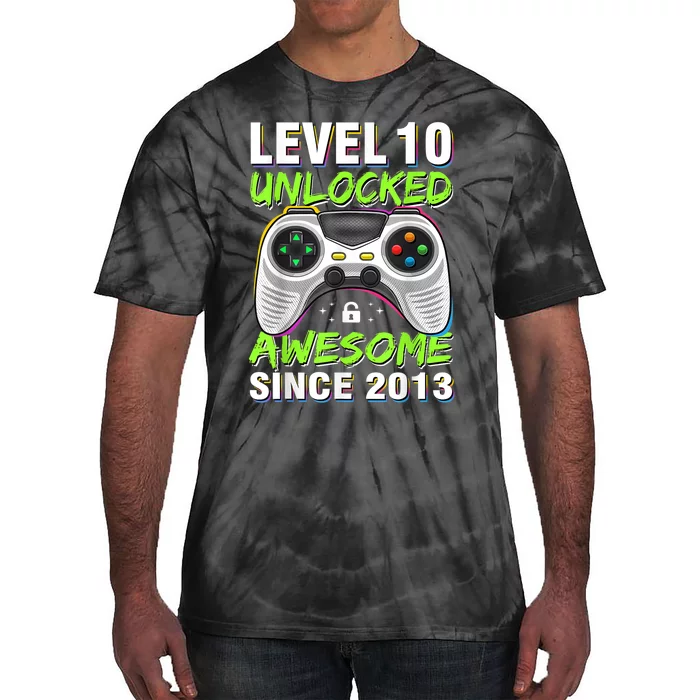 Ten 10yr BDay Son Boy Funny Gamer 10th 10 Year Old Birthday Tie-Dye T-Shirt