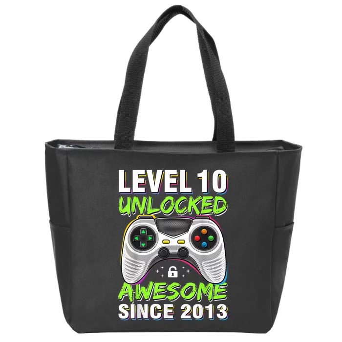 Ten 10yr BDay Son Boy Funny Gamer 10th 10 Year Old Birthday Zip Tote Bag