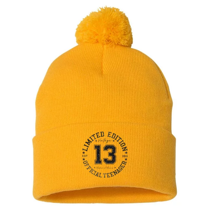 Teenager 13th Birthday 13 Year Old Gifts Pom Pom 12in Knit Beanie