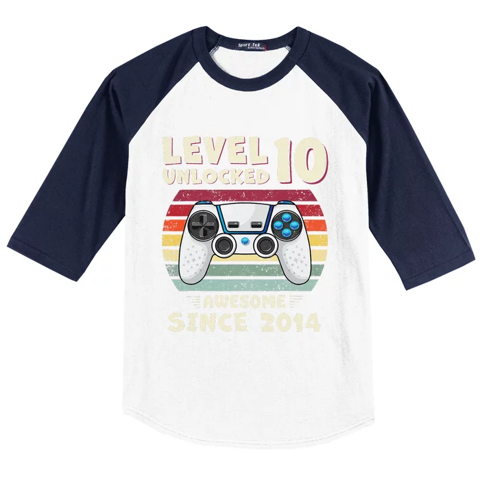 Ten 10th Birthday Decoration Boy 10yr 10 Year Old Birthday Baseball Sleeve Shirt