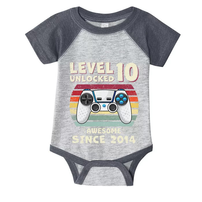 Ten 10th Birthday Decoration Boy 10yr 10 Year Old Birthday Infant Baby Jersey Bodysuit