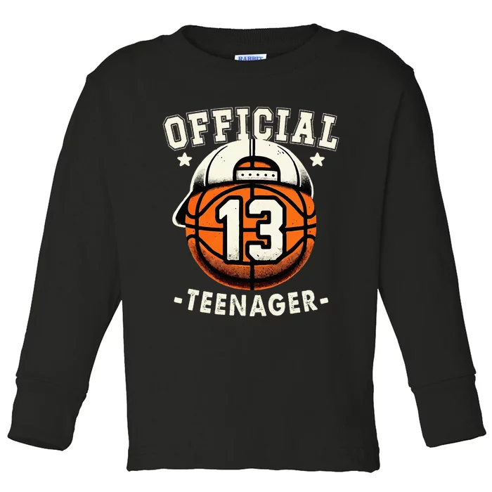 Teenager 13th Birthday 13 Year Boy Basketball Bday Toddler Long Sleeve Shirt