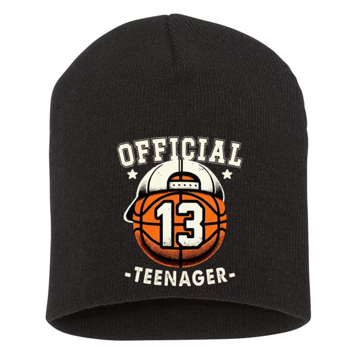 Teenager 13th Birthday 13 Year Boy Basketball Bday Short Acrylic Beanie