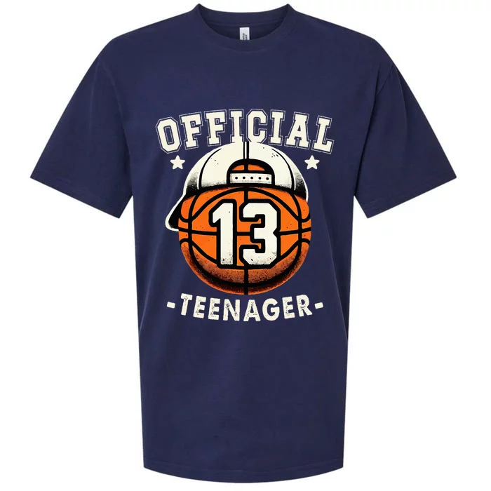 Teenager 13th Birthday 13 Year Boy Basketball Bday Sueded Cloud Jersey T-Shirt