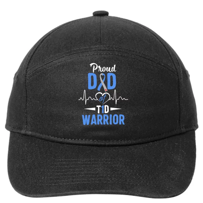 Type 1 Diabetes Awareness Proud Dad Of A T1D Warrior 7-Panel Snapback Hat