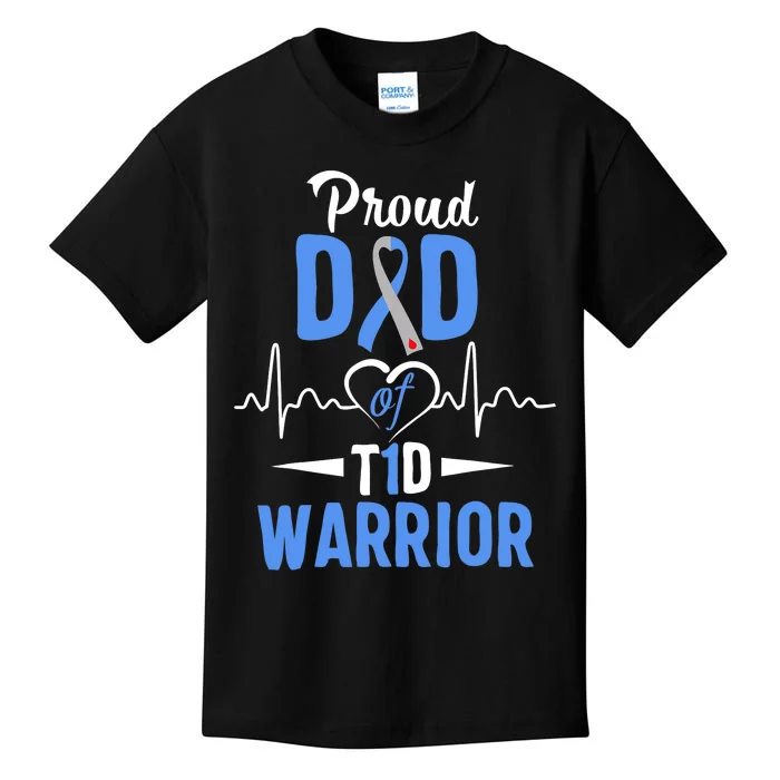 Type 1 Diabetes Awareness Proud Dad Of A T1D Warrior Kids T-Shirt