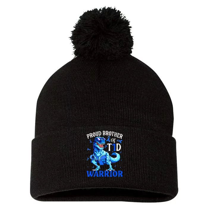 Type 1 Diabetes Proud Brother Of A T1d Warrior Pom Pom 12in Knit Beanie