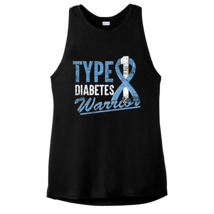 Type 1 Diabetes Warrior T1d Blue Ribbon Diabetes Awareness Cute Gift Ladies Tri-Blend Wicking Tank