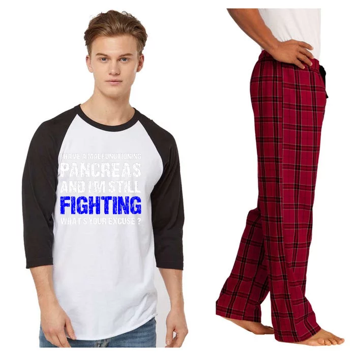 Type 1 Diabetes T1D Awareness Support Ribbon Raglan Sleeve Pajama Set