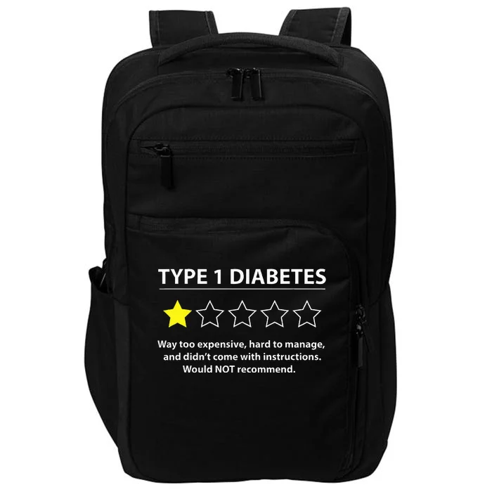 Type 1 Diabetes T1d One Star Rating Funny Awareness Impact Tech Backpack