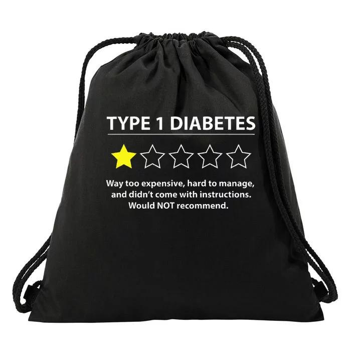 Type 1 Diabetes T1d One Star Rating Funny Awareness Drawstring Bag