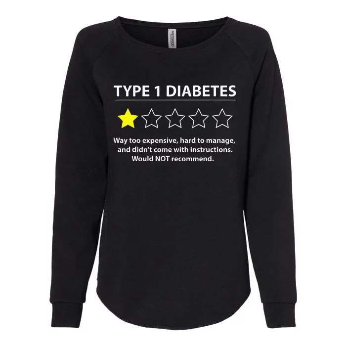 Type 1 Diabetes T1d One Star Rating Funny Awareness Womens California Wash Sweatshirt