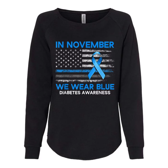 Type 1 Diabetes Awareness American US Flag Blue Ribbon Gifts Womens California Wash Sweatshirt