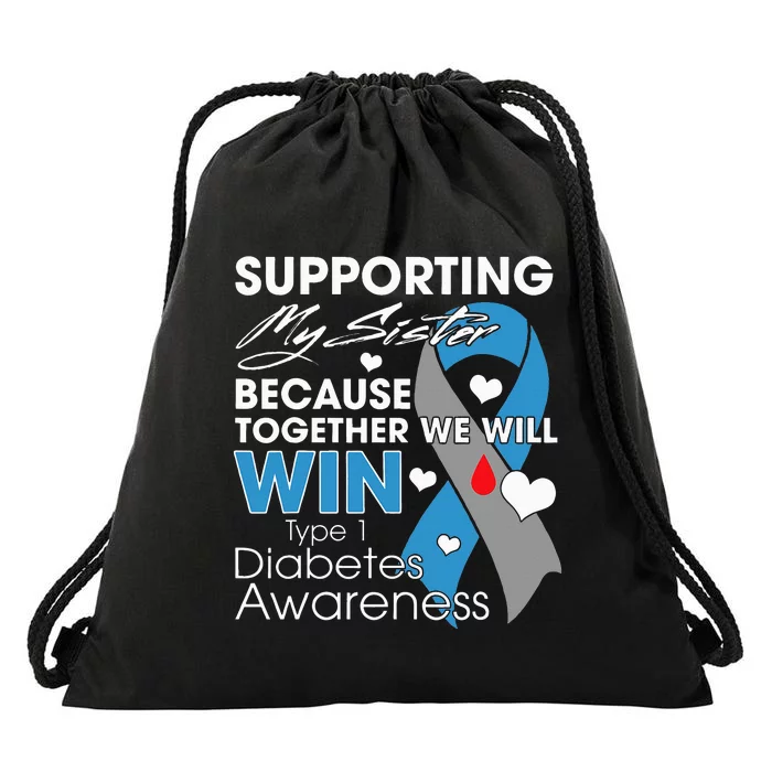 Type 1 Diabetes Sister Funny T1D Awareness Drawstring Bag