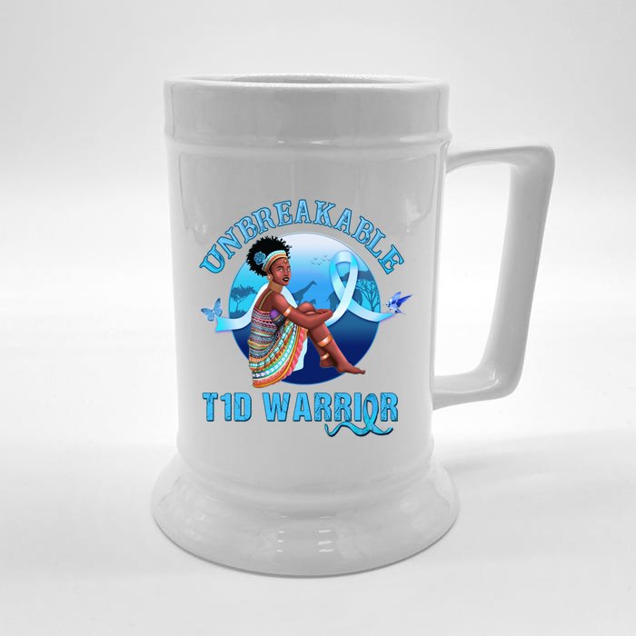 Type 1 Diabetes Awareness Gift Unbreakable Warrior 'S Gift Front & Back Beer Stein