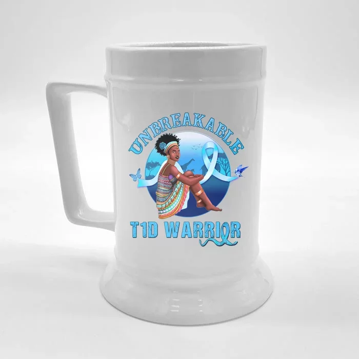 Type 1 Diabetes Awareness Gift Unbreakable Warrior 'S Gift Front & Back Beer Stein