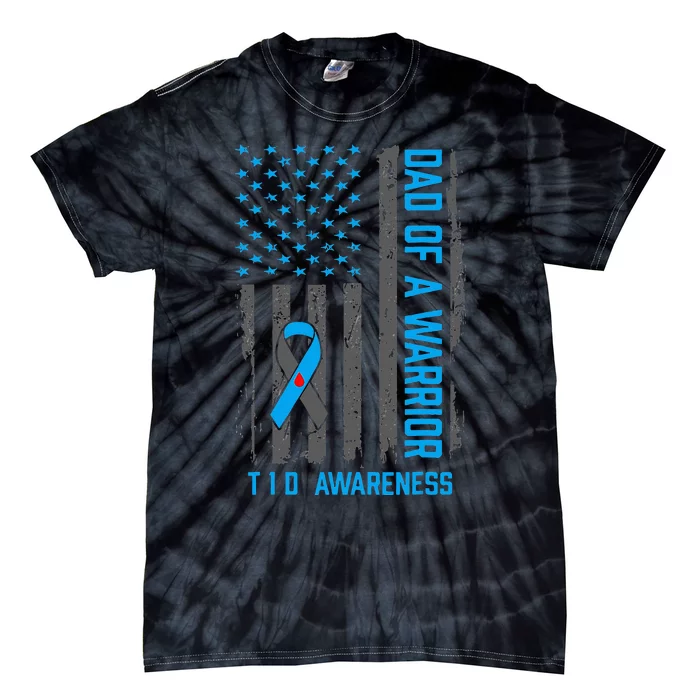 Type 1 Diabetes Awareness T1D Dad of Warrior Tie-Dye T-Shirt