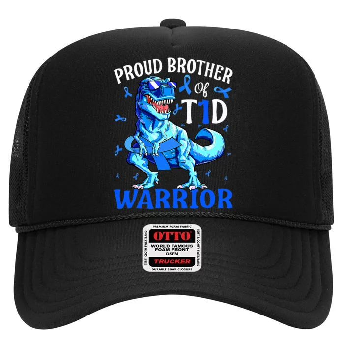 Type 1 Diabetes  Proud Brother Of A T1D Warrior High Crown Mesh Trucker Hat