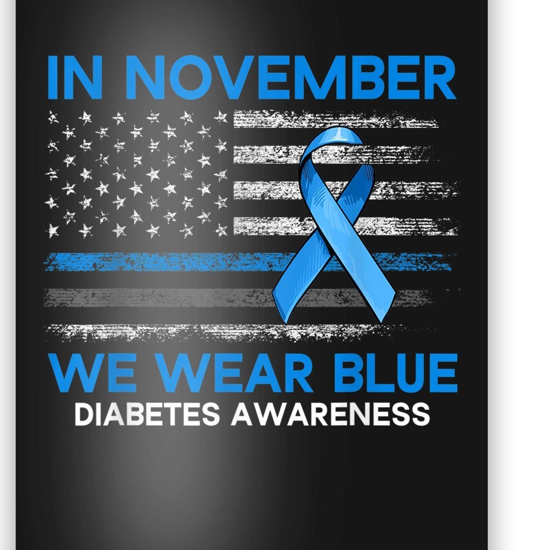 Type 1 Diabetes Awareness American US Flag Blue Ribbon Gifts Poster