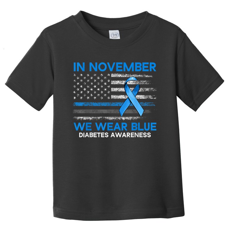 Type 1 Diabetes Awareness American US Flag Blue Ribbon Gifts Toddler T-Shirt