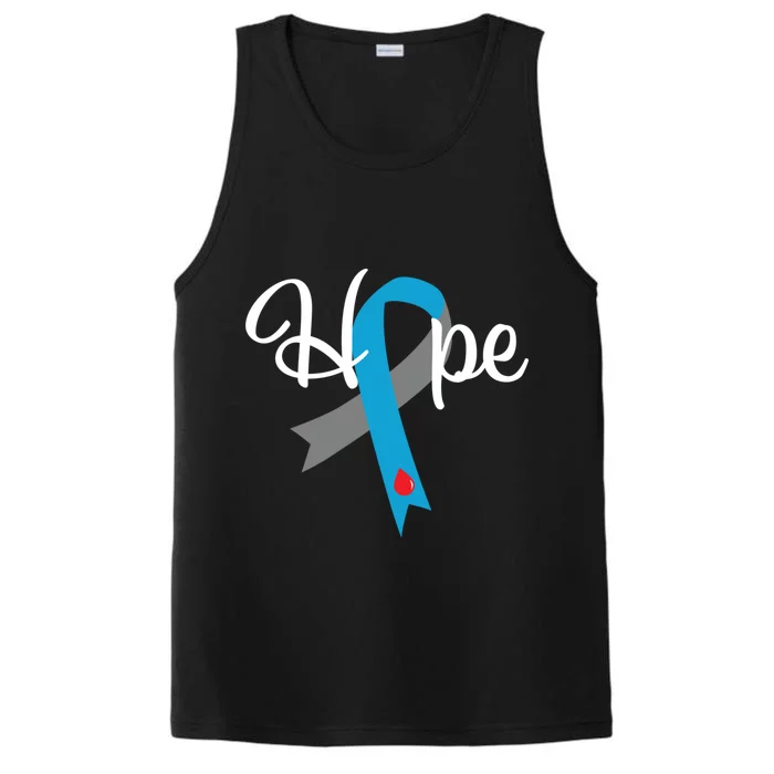 Type 1 Diabetes Gift Hope Blue Grey Awareness Ribbon Gift Performance Tank