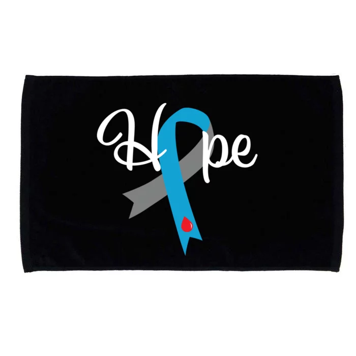 Type 1 Diabetes Gift Hope Blue Grey Awareness Ribbon Gift Microfiber Hand Towel