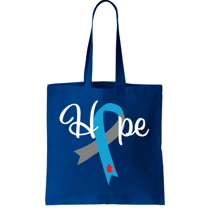 Type 1 Diabetes Gift Hope Blue Grey Awareness Ribbon Gift Tote Bag