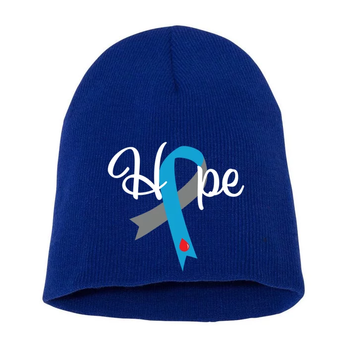 Type 1 Diabetes Gift Hope Blue Grey Awareness Ribbon Gift Short Acrylic Beanie