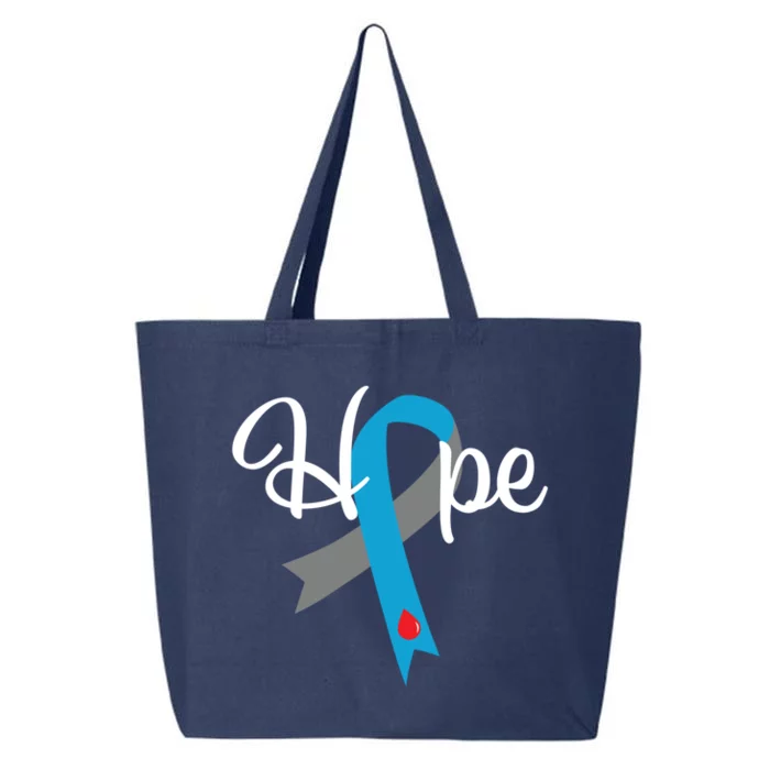 Type 1 Diabetes Gift Hope Blue Grey Awareness Ribbon Gift 25L Jumbo Tote