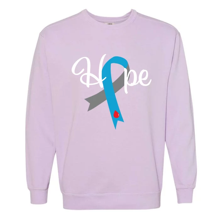 Type 1 Diabetes Gift Hope Blue Grey Awareness Ribbon Gift Garment-Dyed Sweatshirt