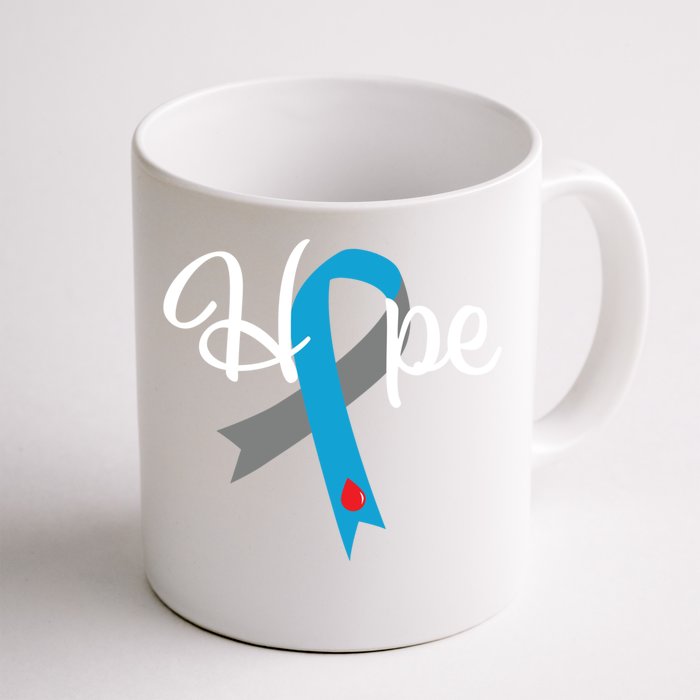 Type 1 Diabetes Gift Hope Blue Grey Awareness Ribbon Gift Front & Back Coffee Mug