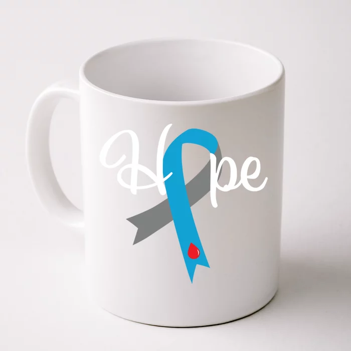 Type 1 Diabetes Gift Hope Blue Grey Awareness Ribbon Gift Front & Back Coffee Mug