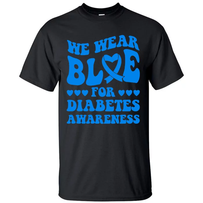 Type 1 Diabetes Awareness Month Bleached Rainbow Blue Ribbon Tall T-Shirt