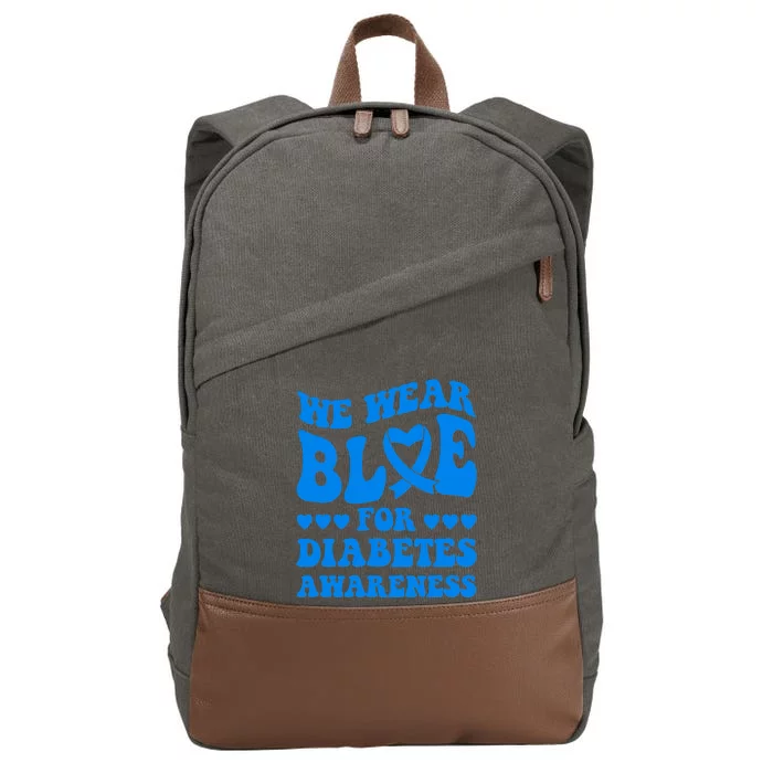 Type 1 Diabetes Awareness Month Bleached Rainbow Blue Ribbon Cotton Canvas Backpack