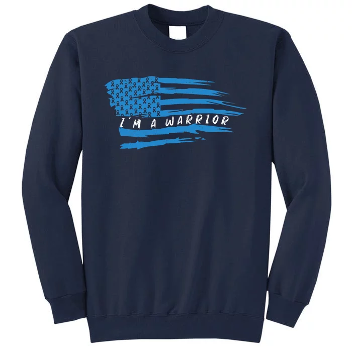 Type 1 Diabetes Awareness American US Flag Blue Ribbon Gifts Tall Sweatshirt