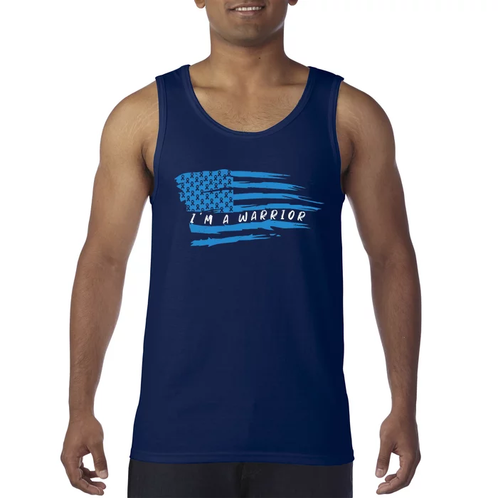 Type 1 Diabetes Awareness American US Flag Blue Ribbon Gifts Tank Top