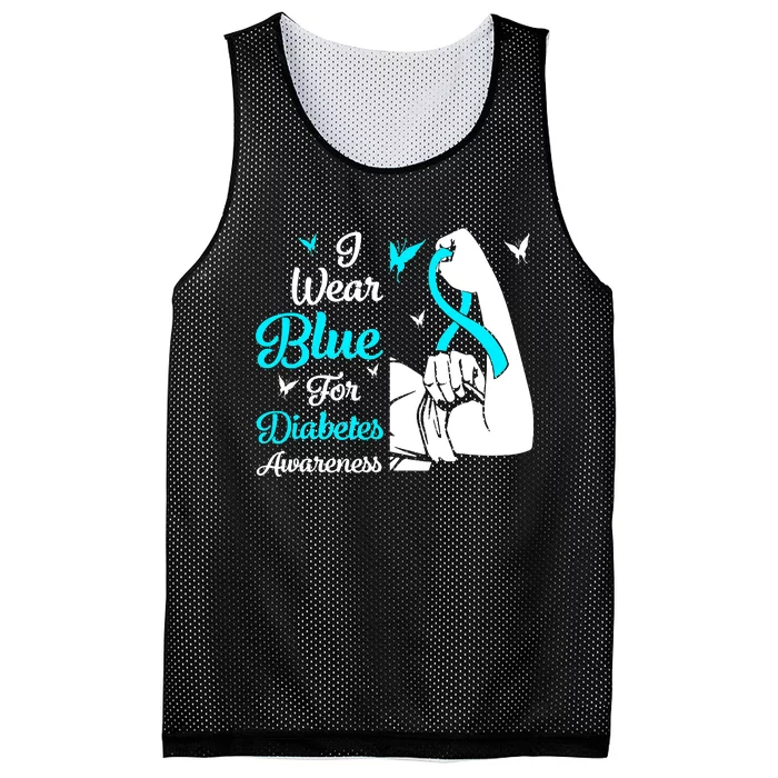 Type 1 Diabetes Awareness Bleached Rainbow Blue Ribbon Mesh Reversible Basketball Jersey Tank