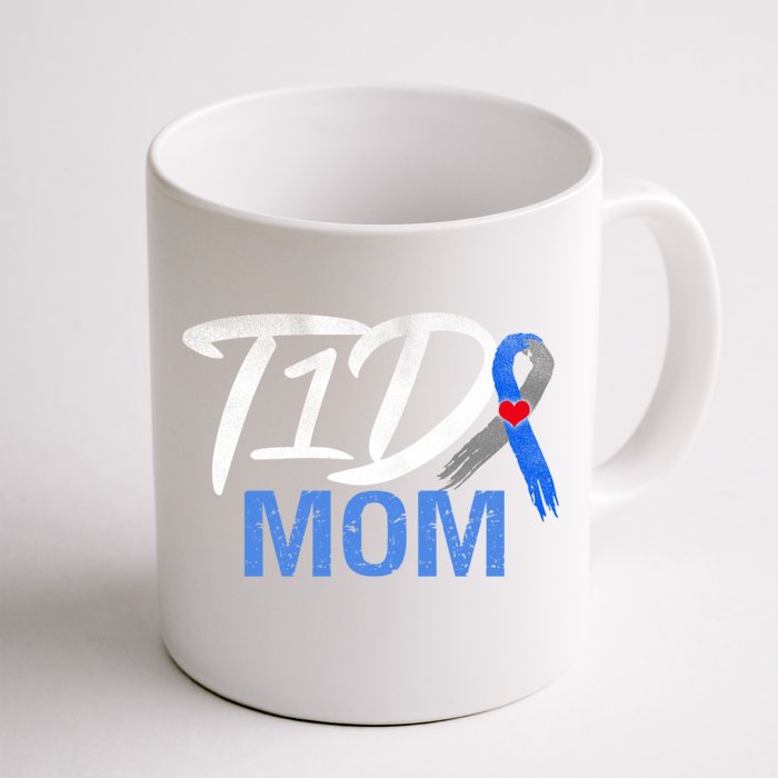 Type 1 Diabetes T1d Mom Ribbon Family Awareness Gift Front & Back Coffee Mug