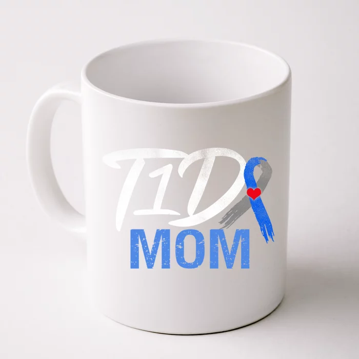 Type 1 Diabetes T1d Mom Ribbon Family Awareness Gift Front & Back Coffee Mug