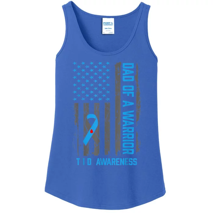 Type 1 Diabetes Awareness T1D Dad of Warrior Type 1 Diabetic Ladies Essential Tank