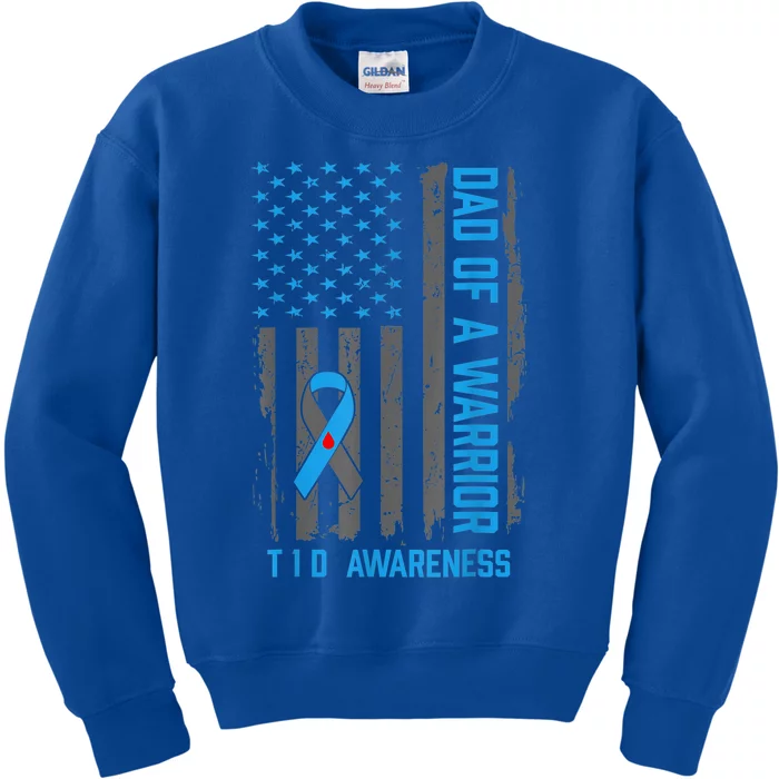 Type 1 Diabetes Awareness T1D Dad of Warrior Type 1 Diabetic Kids Sweatshirt