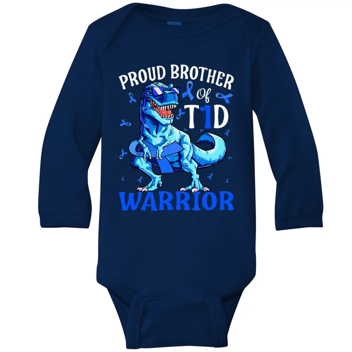 Type 1 Diabetes Proud Brother Of A T1D Warrior Baby Long Sleeve Bodysuit