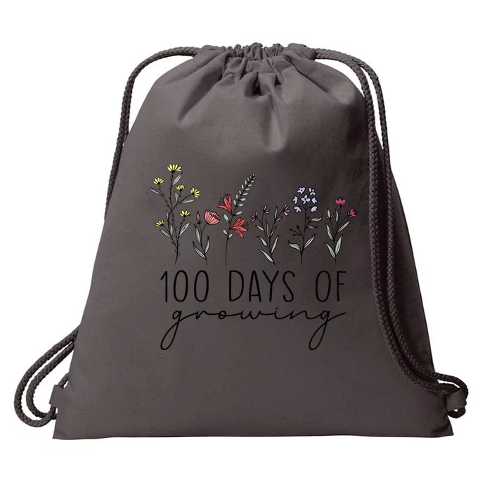 Teacher 100 Days Of Growing Drawstring Bag