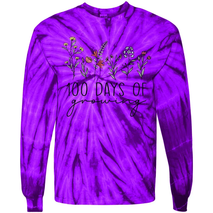 Teacher 100 Days Of Growing Tie-Dye Long Sleeve Shirt