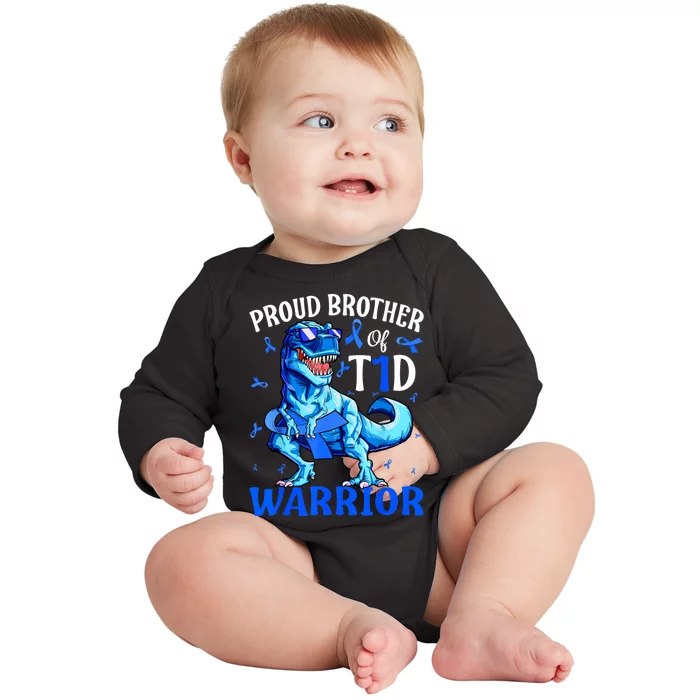 Type 1 Diabetes Proud Brother Of A T1d Warrior Baby Long Sleeve Bodysuit