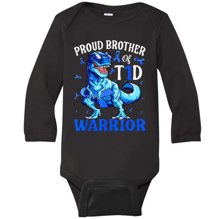 Type 1 Diabetes Proud Brother Of A T1d Warrior Baby Long Sleeve Bodysuit